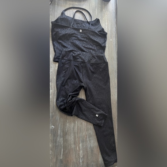 SWEATY BETTY London leggings and sports bra set black cheetah - Picture 3 of 5